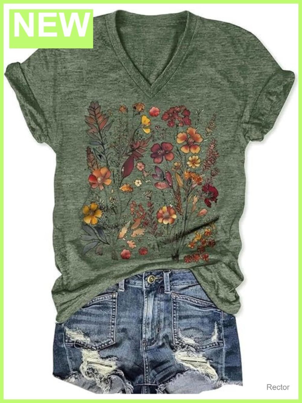 Women's Graphic V-Neck Short Sleeve Boho Flower Summer T-Shirt Casual Tee